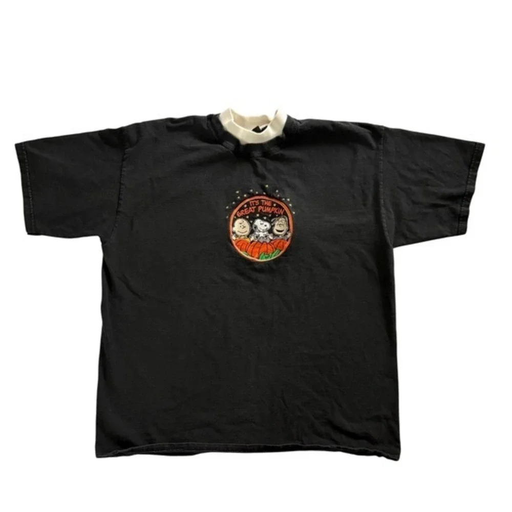 Vintage Peanuts Collection Charlie Brown Snoopy Great Pumpkin Halloween Black XL - Picture 1 of 3